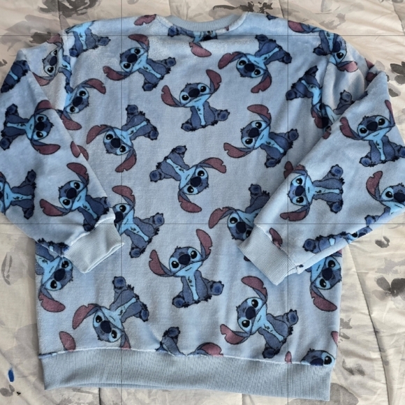 New✨️Disney Lilo & Stitch Plush Graphic Blue Sweatshirt - Picture 6 of 7
